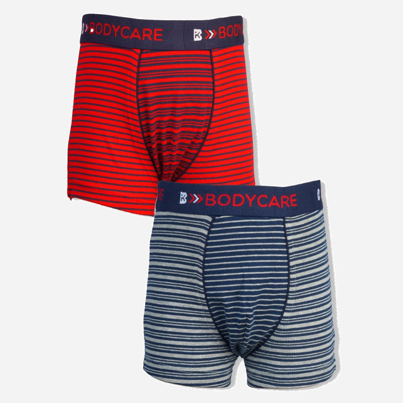 Bodycare Boys Trunks Stripe Red & Navy Pack Of 2
