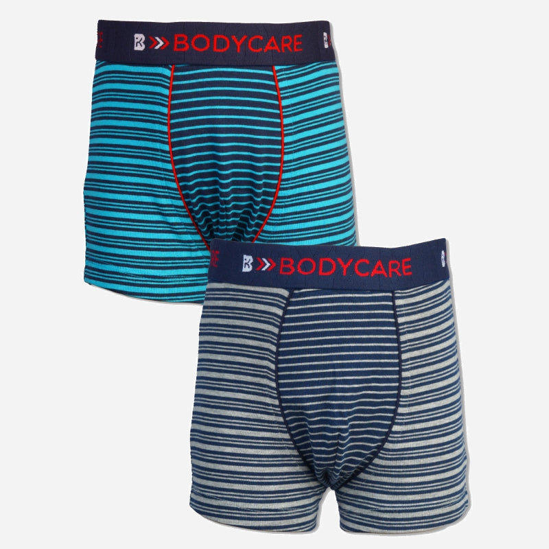 Bodycare Boys Trunks Stripe Blue & Navy Pack Of 2