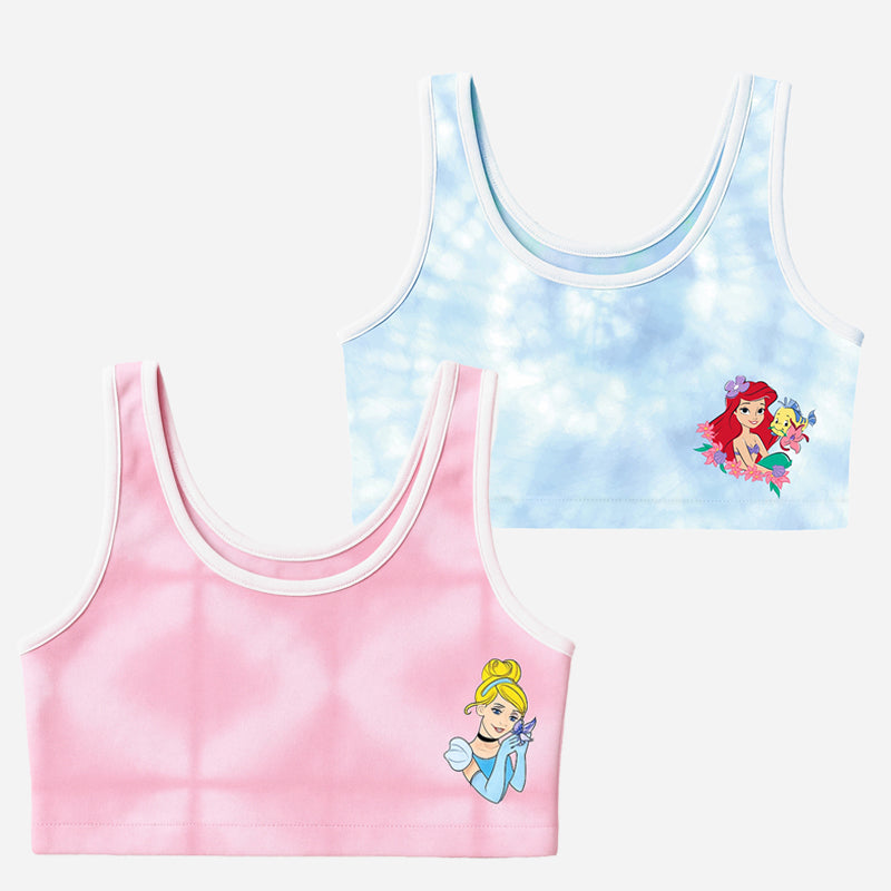 Bodycare Princess All Girls Crop Top Round Neck Sleeveless Solid Pack Of 2 - Assorted