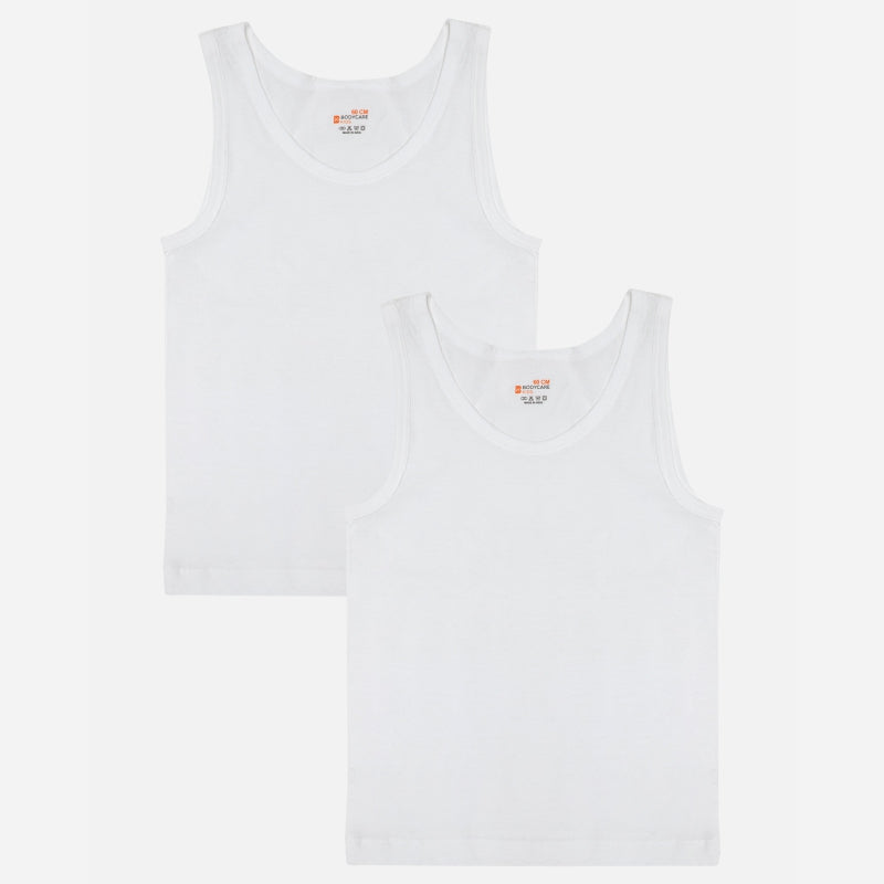 Bodycare Boys 100% Organic Cotton Vest Innerwear Round Neck Sleeveless Pack of 2 – White