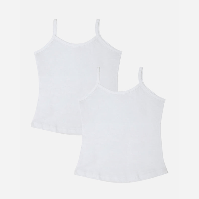 Bodycare Girls 100% Organic Cotton Vest Innerwear Dori Neck Pack of 2 – White