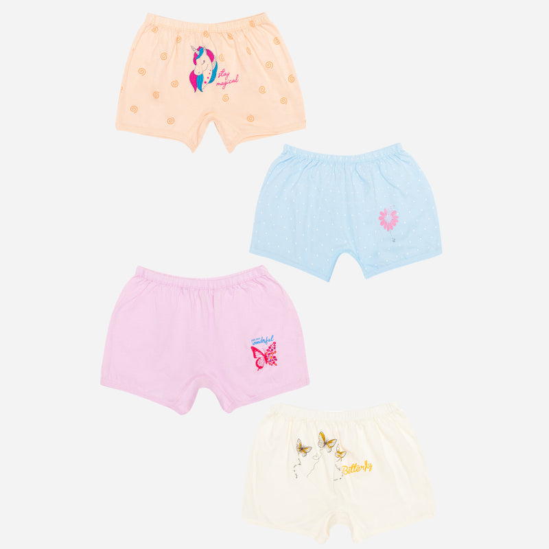 Bodycare Girls 100% Organic Cotton Boyshorts Pack of 4 – Assorted
