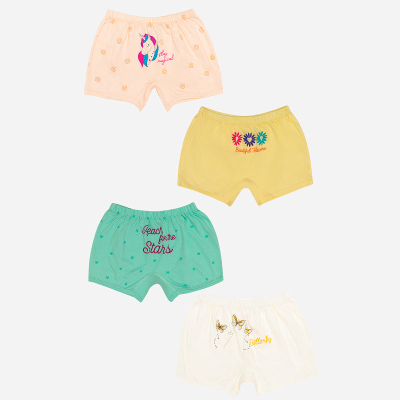 Bodycare Girls 100% Organic Cotton Boyshorts Pack of 4 – Assorted