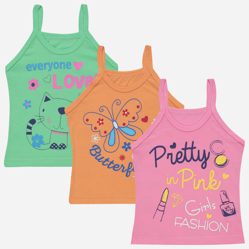 Bodycare Girls Vest Dori Neck Sleeveless Solid Pack Of 3