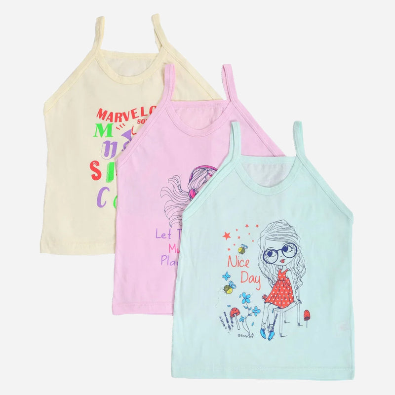 Bodycare Girls Vest Dori Neck Sleeveless Assorted Pack Of 3