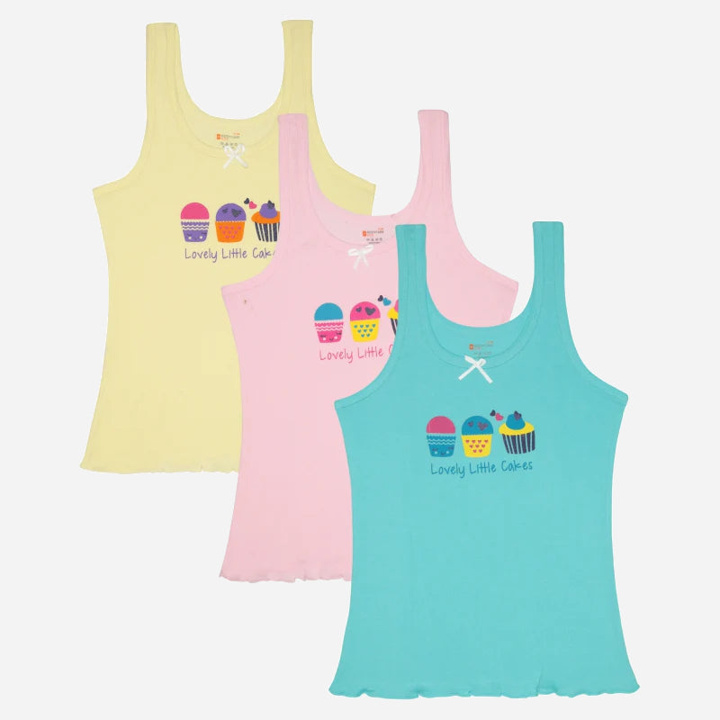 Bodycare Girls Round Neck Sleeveless Vest Pack Of 3
