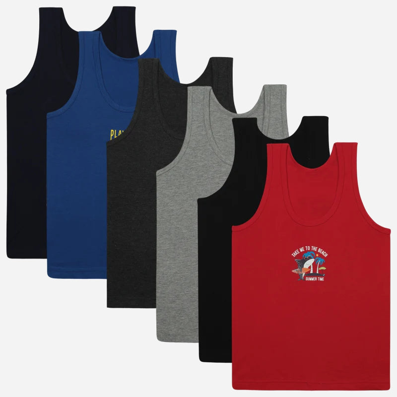 Bodycare Boys Cotton Vest Round Neck Sleeveless Pack Of 6