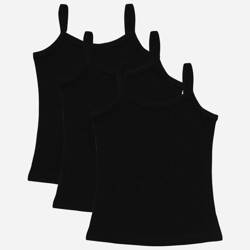 Bodycare Girls Vest Dori Neck Sleeveless Solid Pack Of 3