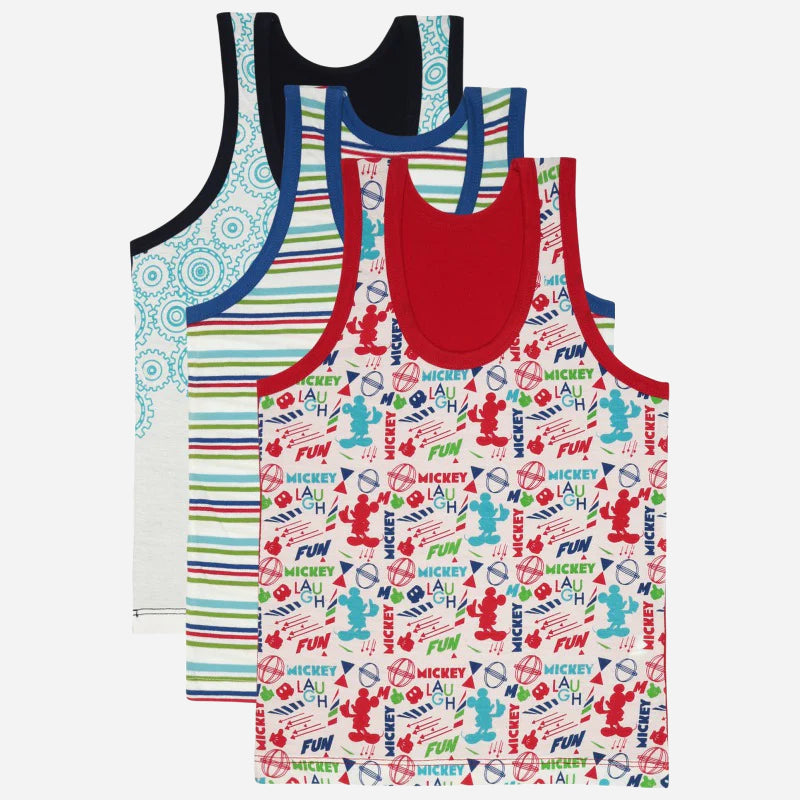 Bodycare Boys Mickey & friends Printed Round Neck Sleeveless Vest Pack Of 3