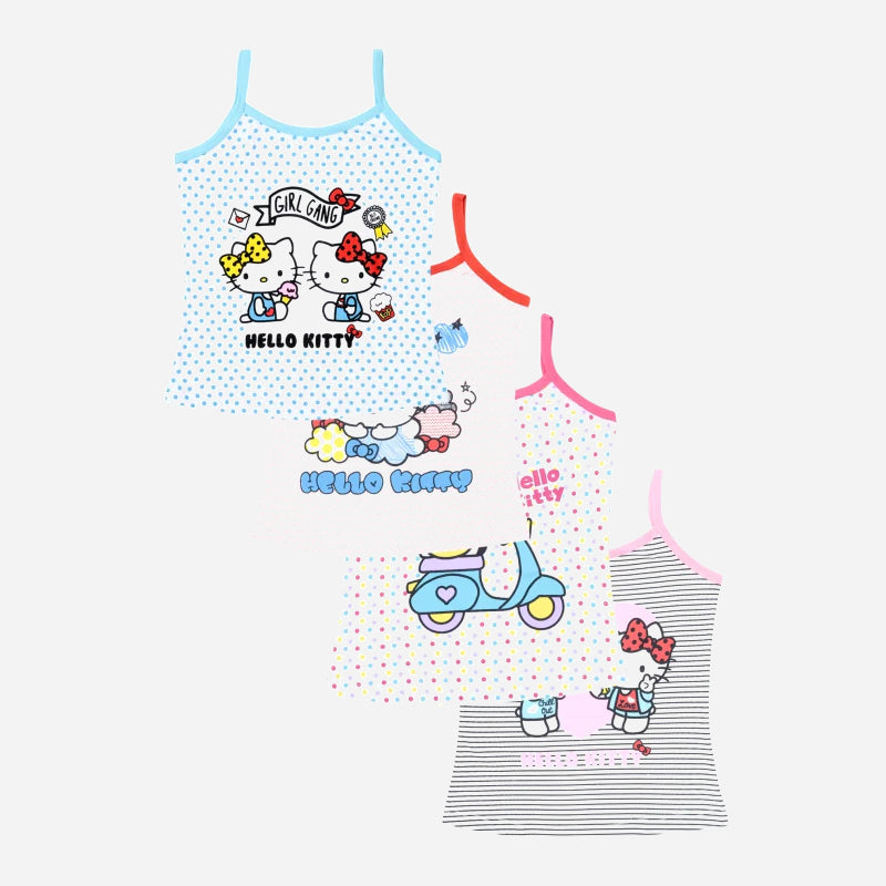Bodycare Girls Hello Kitty Printed Vest Pack Of 4