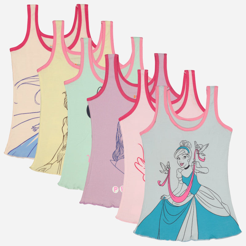Bodycare Girls Round Neck Sleeveless Printed Vest Pack Of 6