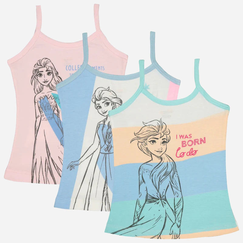 Bodycare Girls Frozen Printed Vest Pack Of 3