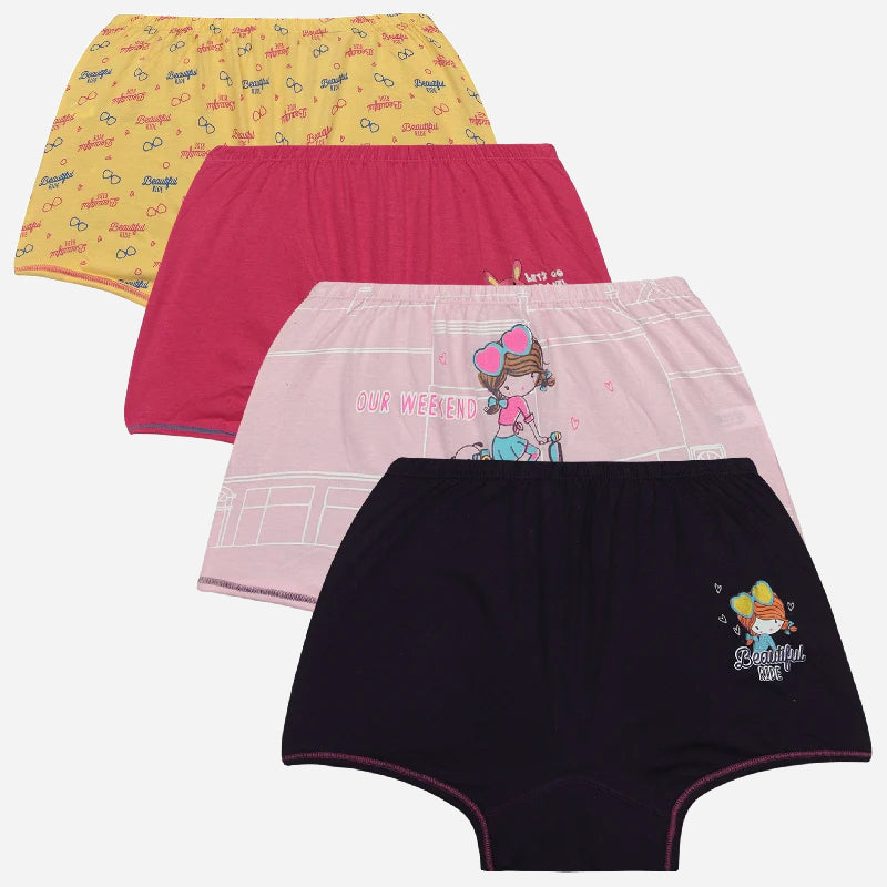 Bodycare Girls Cotton Boyshorts Solid Pack Of 4