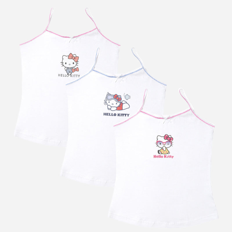 Bodycare Girls Hello Kitty Solid Vest Pack Of 3