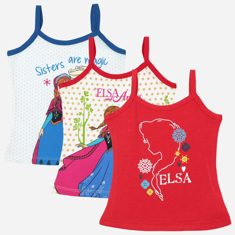 Bodycare Frozen Girls Vest Sleeveless Pack Of 3