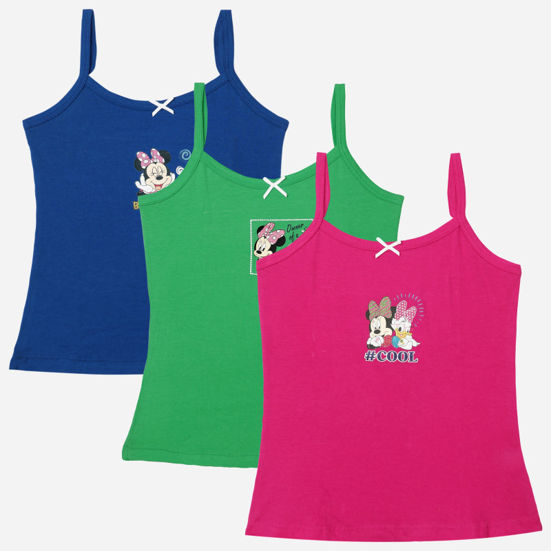 Bodycare Minnie & Friends Girls Vest Round Neck Sleeveless Solid Pack Of 3