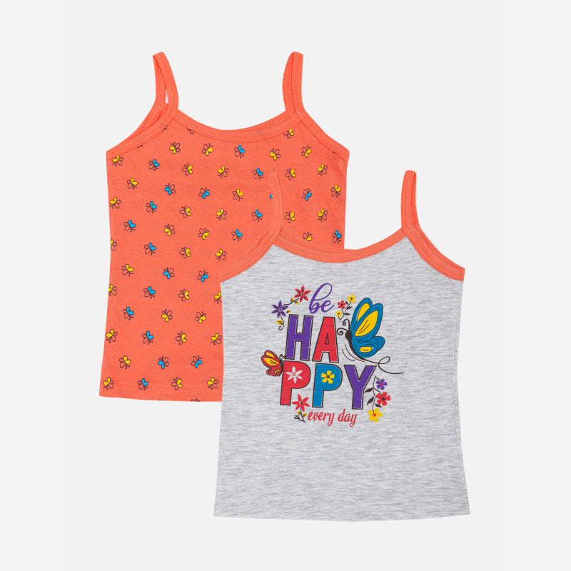 Bodycare Girls Vest Dori Neck | Regular Fir | 100% Cotton |Sleeveless Assorted Pack Of 2