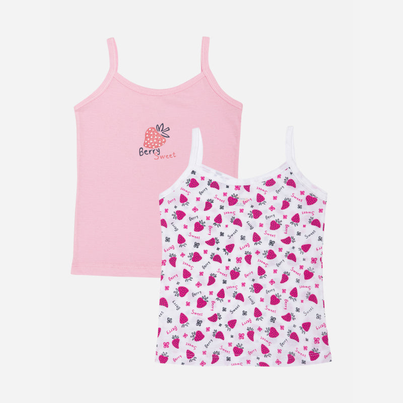 Bodycare Girls Vest Dori Neck | Regular Fit | 100% Cotton | Sleeveless Solid Assorted Pack Of 2