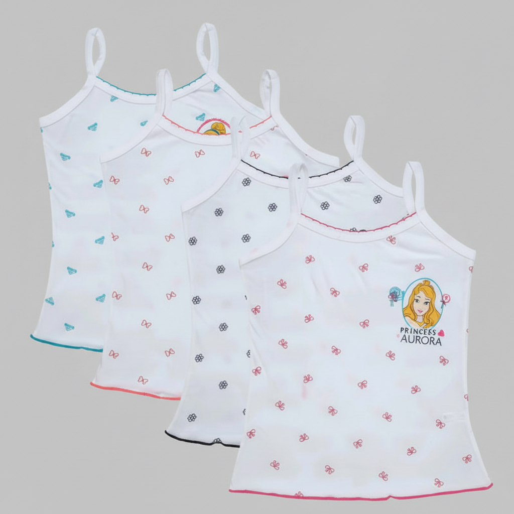 Bodycare Girls Vest Dori Neck Sleeveless Pack Of 4