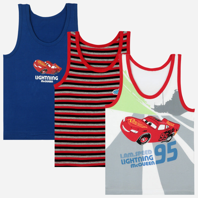 Bodycare Cars Boys Vest Round Neck Sleeveless Solid Pack Of 3