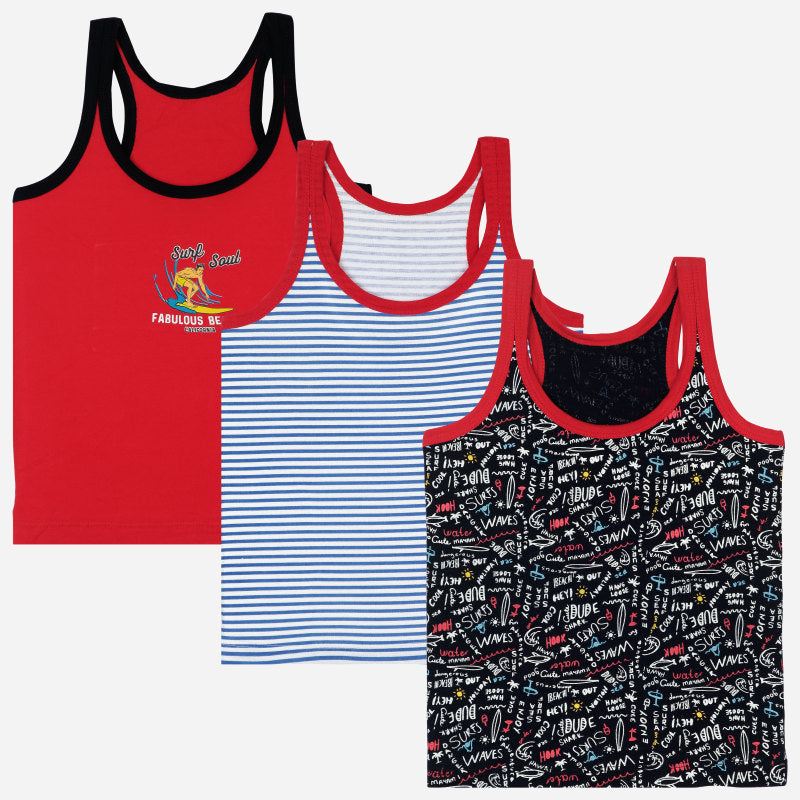 Bodycare Boys Vest Round Neck Sleeveless Solid Pack Of 3