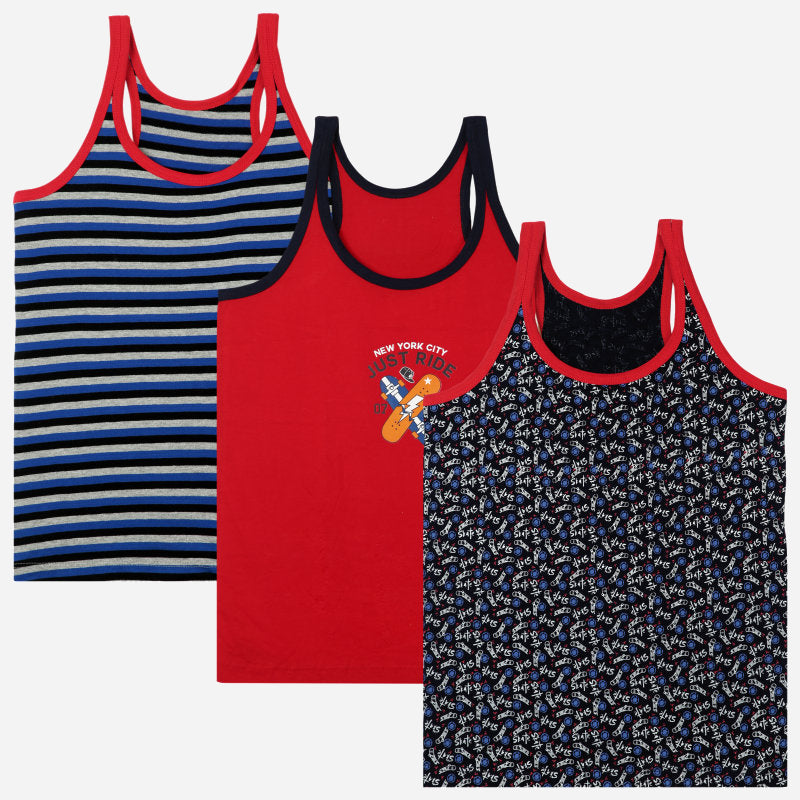 Bodycare Boys Vest Round Neck Sleeveless Solid Pack Of 3