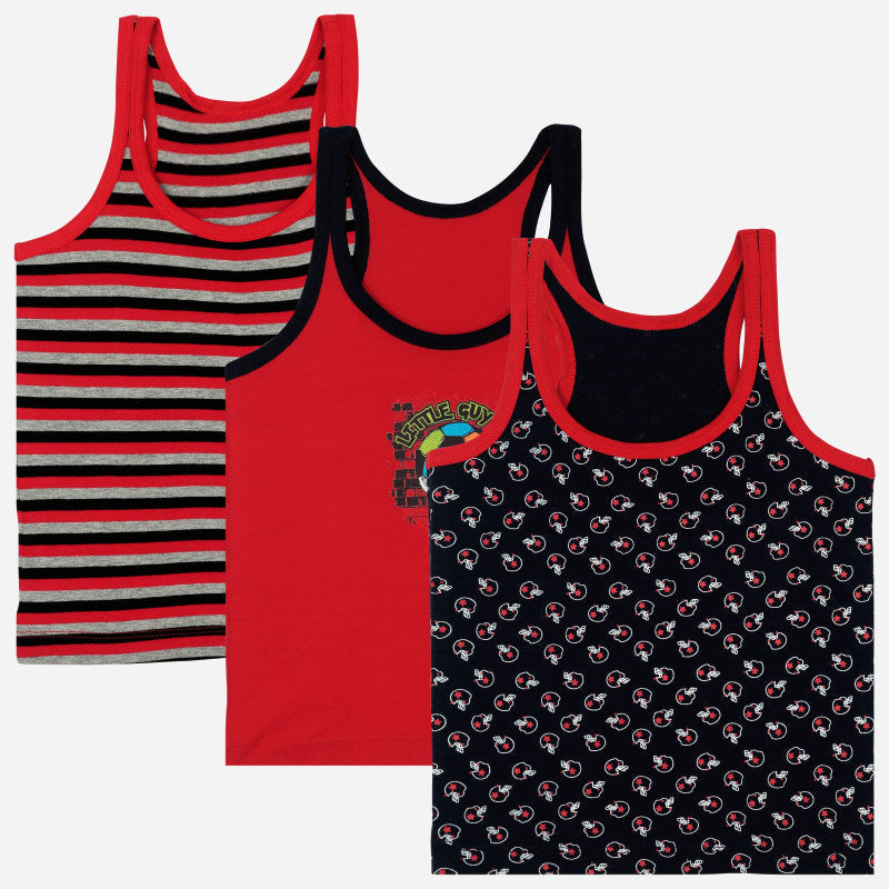Bodycare Boys Vest Round Neck Sleeveless Solid Pack Of 3