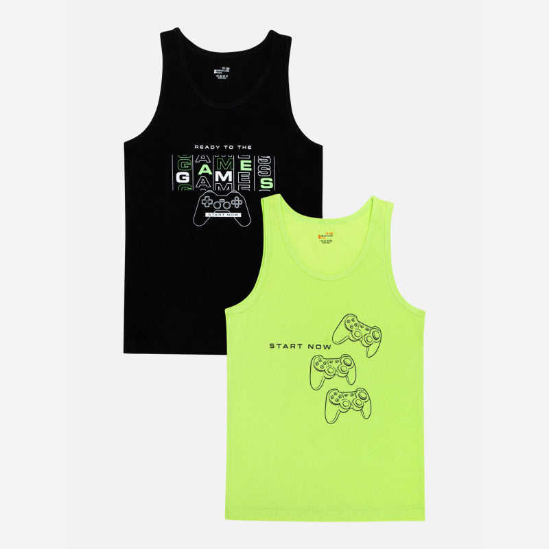 Bodycare Boys Vest | Regular Fit | 100% Cotton | Round Neck Solid Assorted Pack Of 2