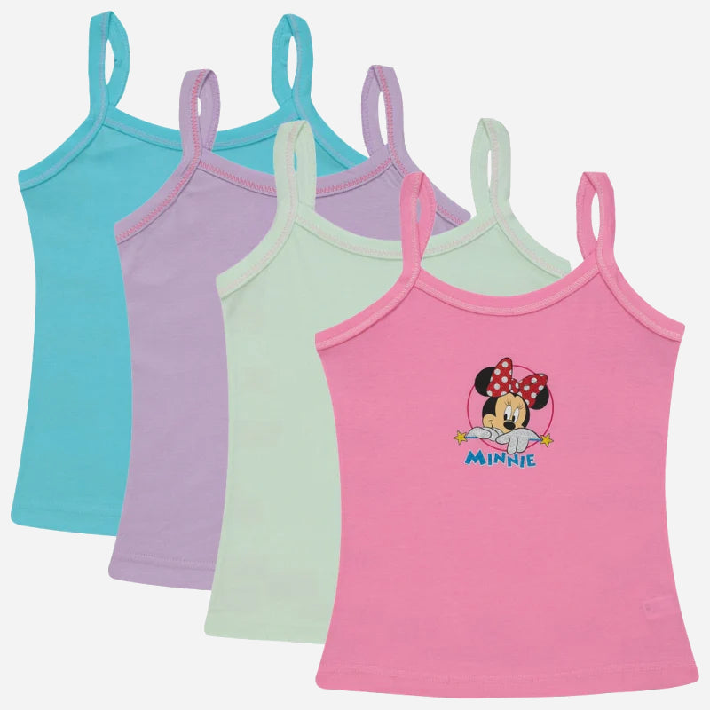Bodycare Minnie & Friends Girls Vest Dori Neck Sleeveless Pack Of 4