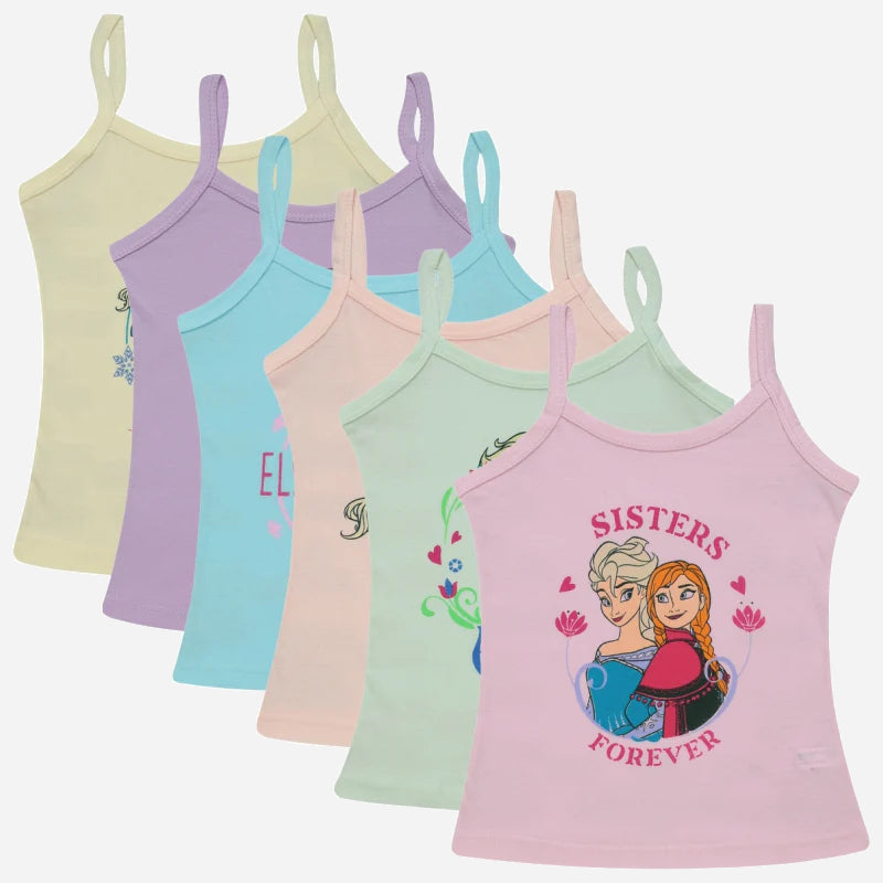 Bodycare Frozen Girls Vest Dori Neck Sleeveless Pack Of 6