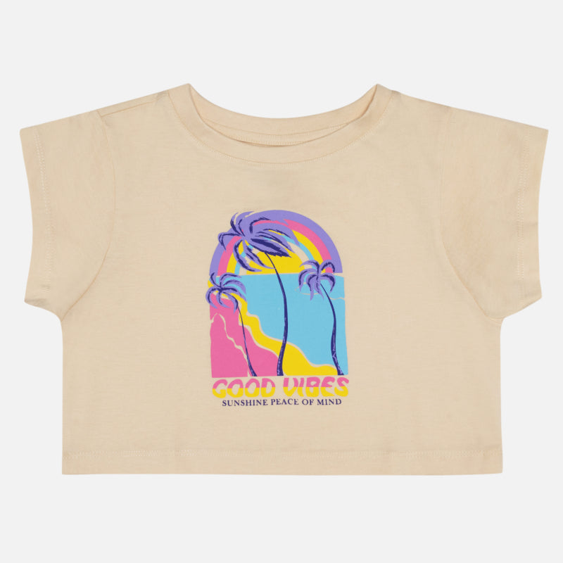 Bodycare Girls Tshirt Round Neck Half Sleeves - Lite Beige