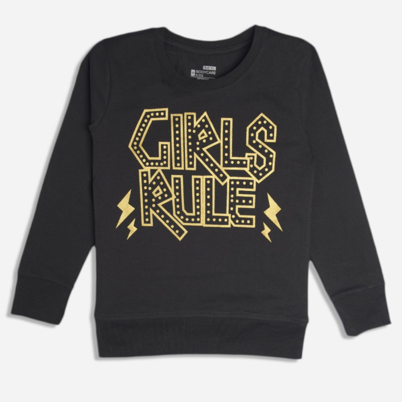 Bodycare Girls Tshirts Round Neck Black