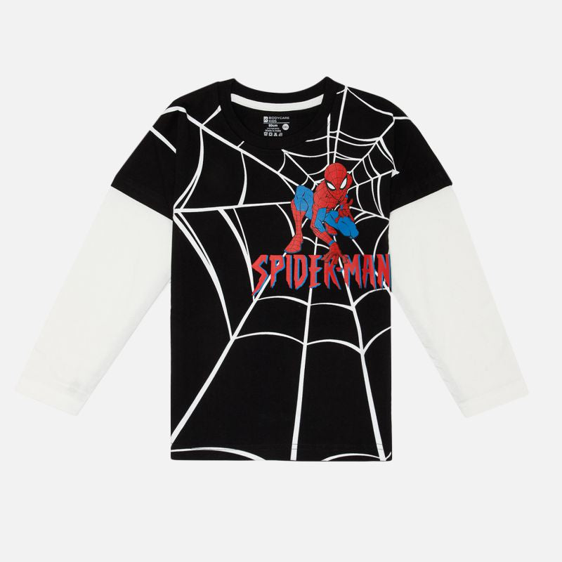Bodycare Spiderman Boys Solid Tshirt - Black
