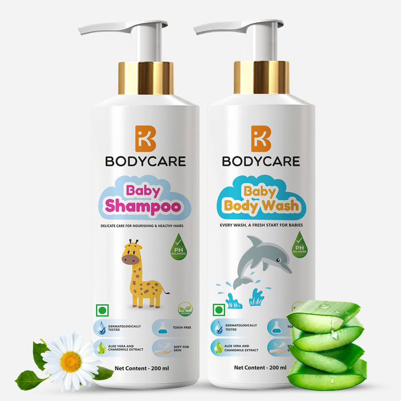 Bodycare Baby Skin Care Range Combo Pack of 2 - Shampoo & Body Wash (200ml each)