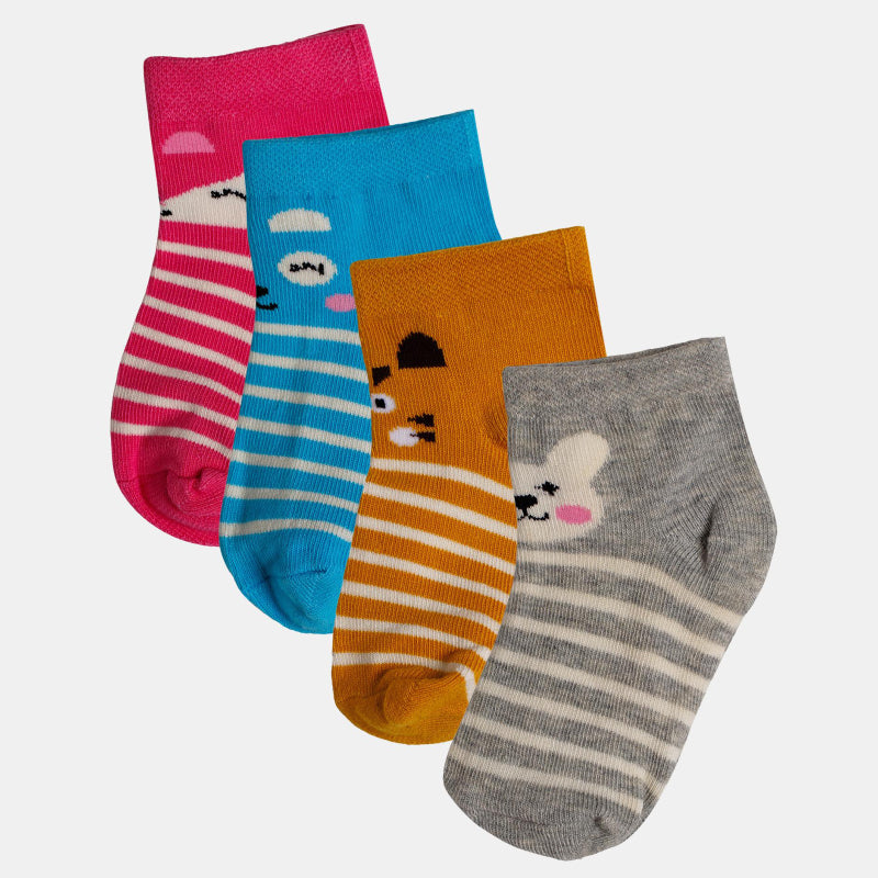 Bodycare Kids Ankle Length Socks Pack of 4 Cotton Soft Stretchable Comfortable Antibacterial Moisture Wicking Sports Casual Use
