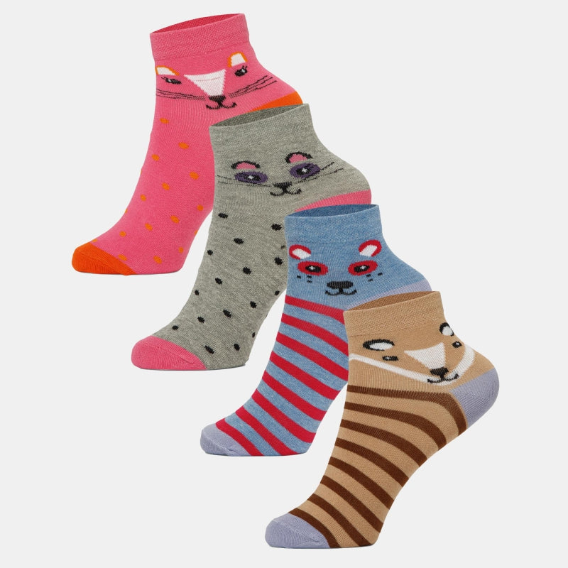 Bodycare Girls Ankle Length Socks Lite Grey Milange Pack of 4
