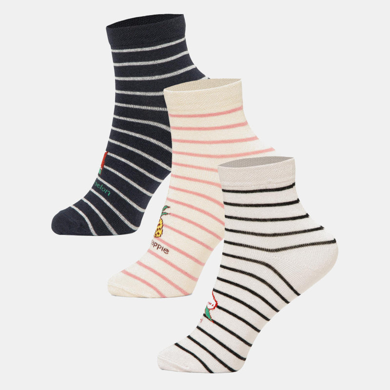 BODYCARE Womens Cotton Blend Ankle Length Socks Pack of 3 Soft, Breathable & Stretchable  Comfortable  Durable, Easy Wash Multipurpose Socks for Ladies  Casual, Sports, Gym & Travel