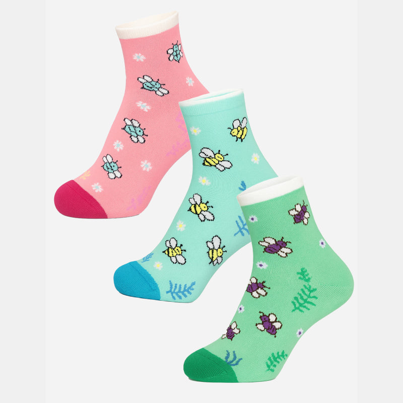 BODYCARE Womens Cotton Blend Ankle Length Socks Pack of 3 Soft, Breathable & Stretchable  Comfortable  Durable, Easy Wash Multipurpose Socks for Ladies  Casual, Sports, Gym & Travel