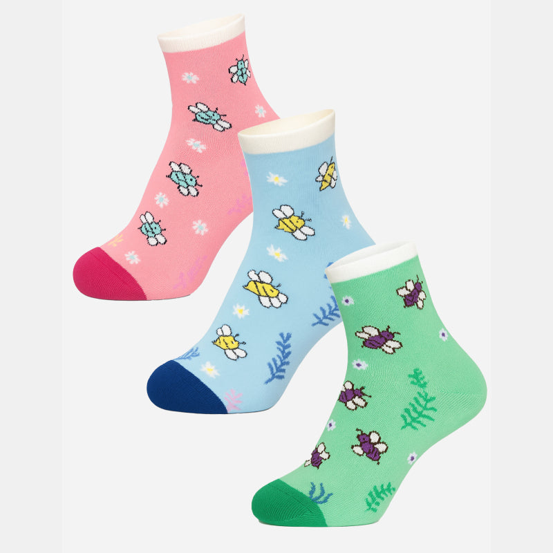 BODYCARE Womens Cotton Blend Ankle Length Socks Pack of 3 Soft, Breathable & Stretchable  Comfortable  Durable, Easy Wash Multipurpose Socks for Ladies  Casual, Sports, Gym & Travel