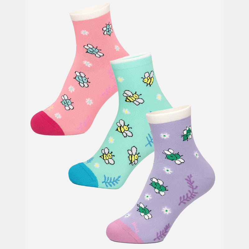 BODYCARE Womens Cotton Blend Ankle Length Socks Pack of 3 Soft, Breathable & Stretchable  Comfortable  Durable, Easy Wash Multipurpose Socks for Ladies  Casual, Sports, Gym & Travel