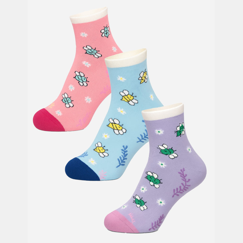BODYCARE Womens Cotton Blend Ankle Length Socks Pack of 3 Soft, Breathable & Stretchable  Comfortable  Durable, Easy Wash Multipurpose Socks for Ladies  Casual, Sports, Gym & Travel