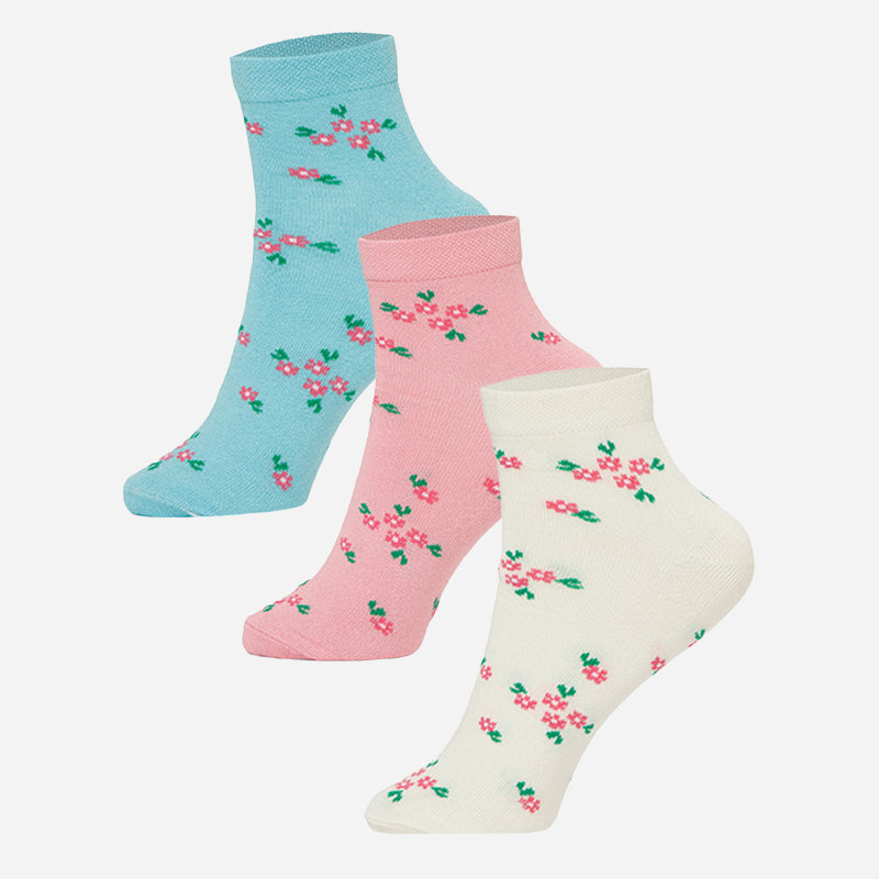 BODYCARE Womens Cotton Blend Ankle Length Socks Pack of 3 Soft, Breathable & Stretchable  Comfortable  Durable, Easy Wash Multipurpose Socks for Ladies  Casual, Sports, Gym & Travel