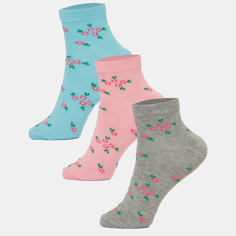 BODYCARE Womens Cotton Blend Ankle Length Socks Pack of 3 Soft, Breathable & Stretchable  Comfortable  Durable, Easy Wash Multipurpose Socks for Ladies  Casual, Sports, Gym & Travel