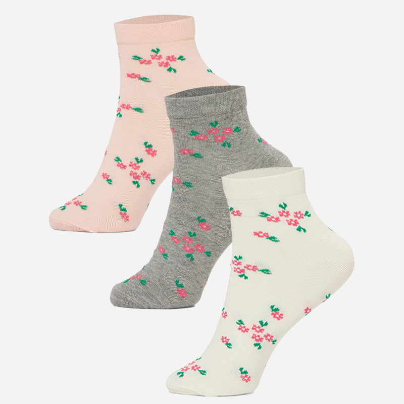 BODYCARE Womens Cotton Blend Ankle Length Socks Pack of 3 Soft, Breathable & Stretchable  Comfortable  Durable, Easy Wash Multipurpose Socks for Ladies  Casual, Sports, Gym & Travel