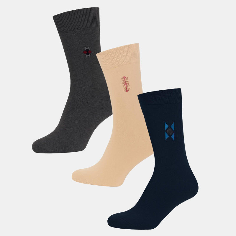 BODYCARE Mens Cotton Blend Men's Crew Length Socks Pack of 3 Soft, Breathable & Durable  Stretchable Comfort Fit  for Office, Gym, Sports, Travel & Casual Outfits