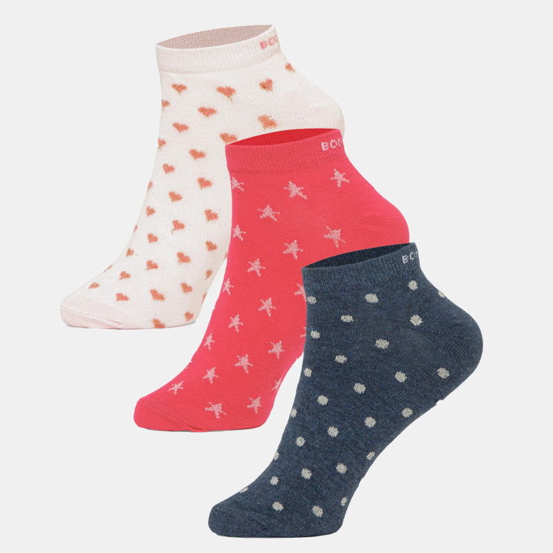 BODYCARE Womens Cotton Blend Ankle Length Socks Pack of 3 Soft, Breathable & Stretchable  Comfortable  Durable, Easy Wash Multipurpose Socks for Ladies  Casual, Sports, Gym & Travel