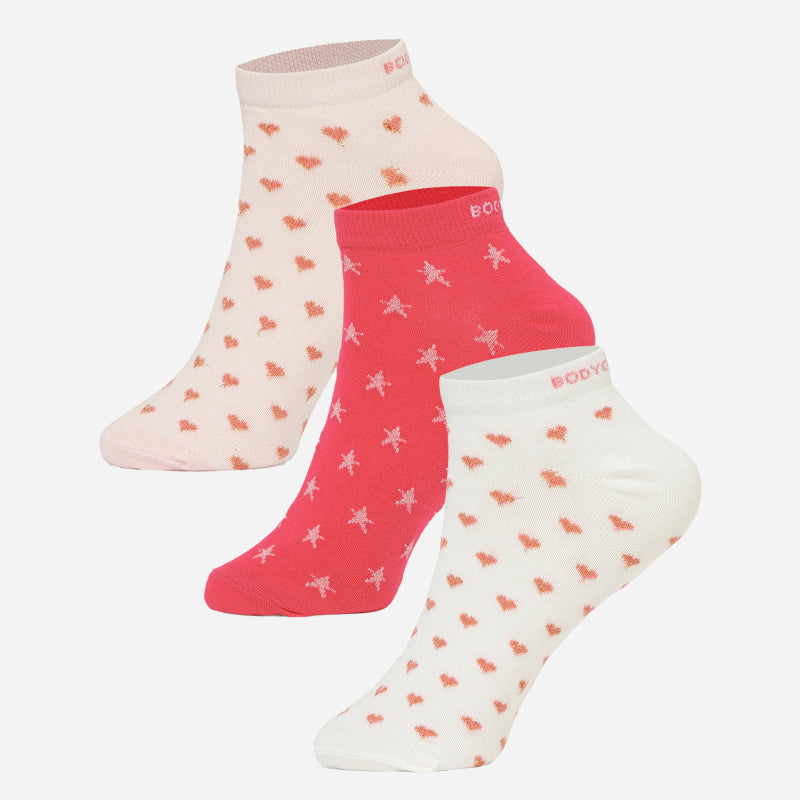BODYCARE Womens Cotton Blend Ankle Length Socks Pack of 3 Soft, Breathable & Stretchable  Comfortable  Durable, Easy Wash Multipurpose Socks for Ladies  Casual, Sports, Gym & Travel