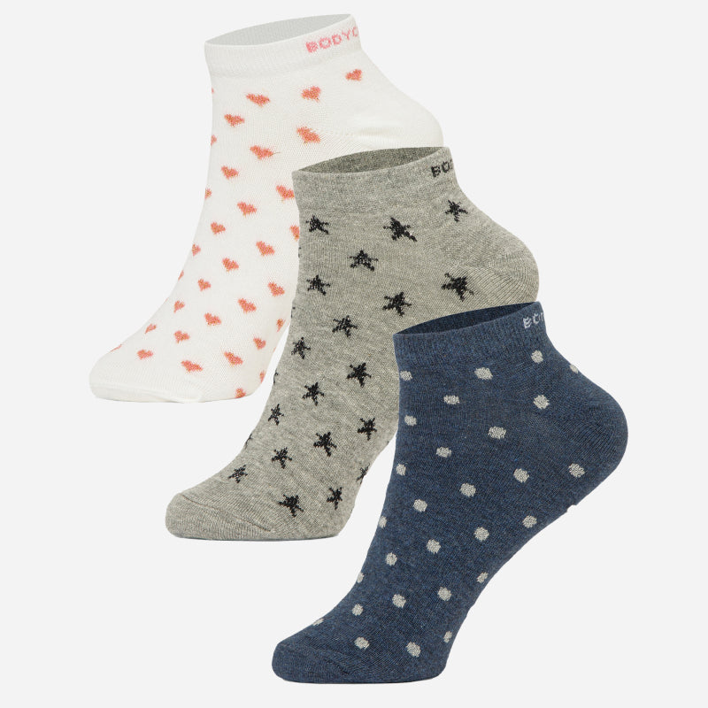 BODYCARE Womens Cotton Blend Ankle Length Socks Pack of 3 Soft, Breathable & Stretchable  Comfortable  Durable, Easy Wash Multipurpose Socks for Ladies  Casual, Sports, Gym & Travel