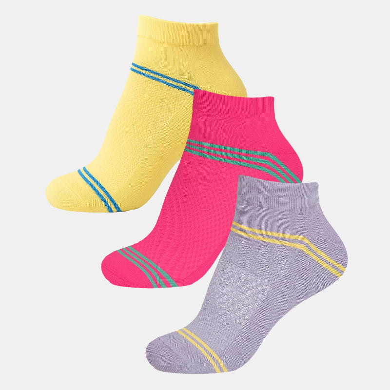 BODYCARE Womens Cotton Blend Ankle Length Socks Pack of 3 Soft, Breathable & Stretchable  Comfortable  Durable, Easy Wash Multipurpose Socks for Ladies  Casual, Sports, Gym & Travel