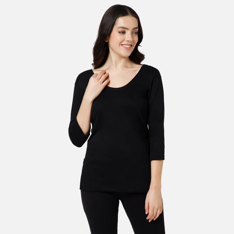 Gold+ Bodycare Heat MAX Women Fleece Thermal Top Round Neck Full Sleeves Solid (Pack of 1)